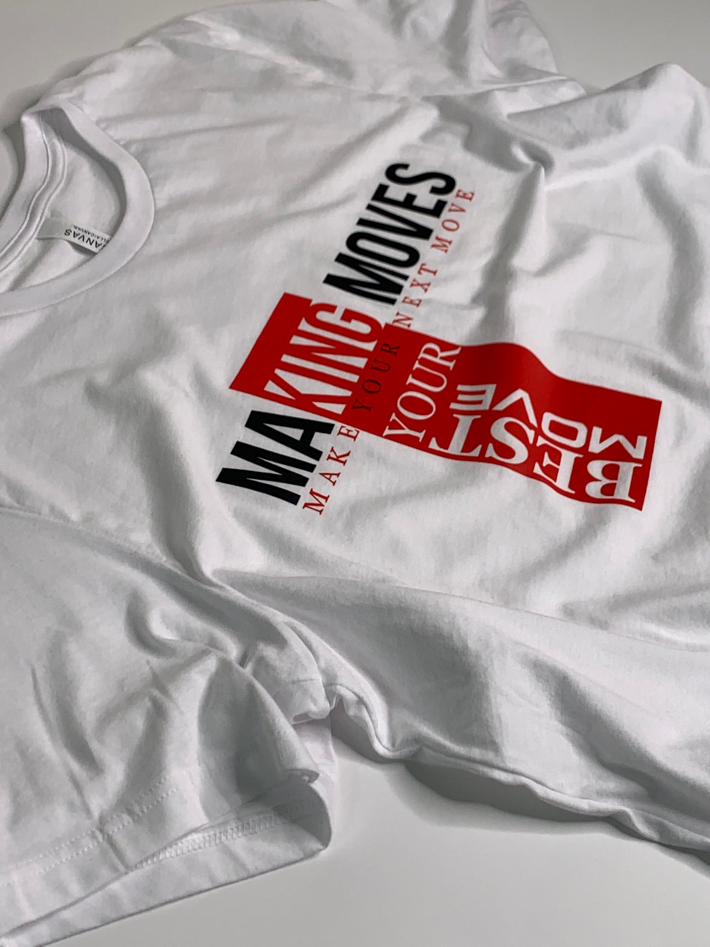 Making Moves: Multi Color Short Sleeve T-shirt (white)