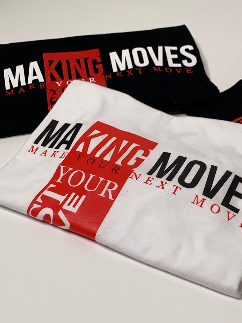 Making Moves: Multi Color Short Sleeve T-shirt (white)