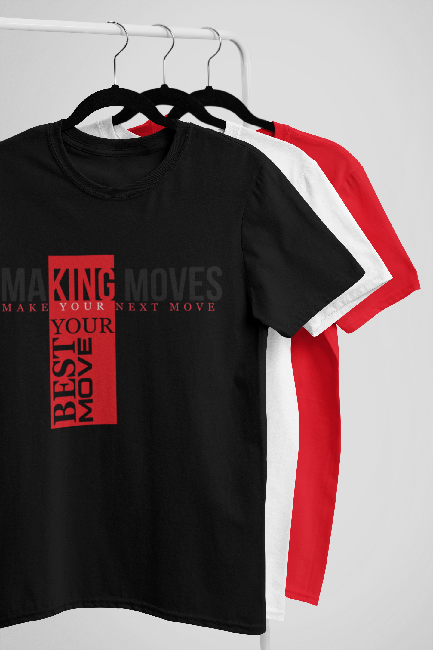 Making Moves: Multi Color Short Sleeve T-shirt (black on black)